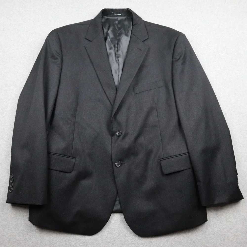 Pronto Uomo Blazer Mens 48 Short Platinum Modern Fit Charcoal Wool Solid Jacket